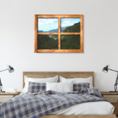 ニュー素朴ジーランドの木製の窓枠ビュー キャンバスプリント (インサイチュ (寝室))