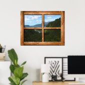 ニュー素朴ジーランドの木製の窓枠ビュー ポスター (ホームオフィス)