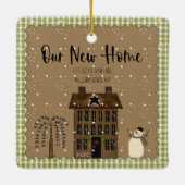 ニュー素朴ホームサルトボックスハウスカンパーソナライズされたト セラミックオーナメント (裏面)