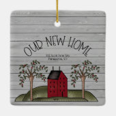 ニュー素朴ホーム初めてのクリスマスカスタム セラミックオーナメント (裏面)