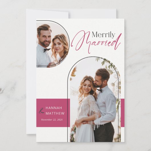 ニュー結婚したス結婚ホリデイ黒マゼンタ シーズンカード (正面)