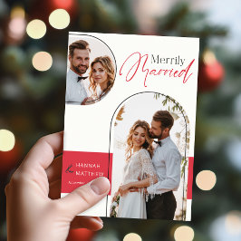 ニュー結婚したス結婚ホリデーズブラックレッド シーズンカード