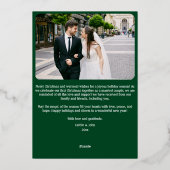 ニュー結婚したメリーリウェズ1stクリスマスカスタム緑 箔シーズンカード (裏面)