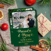 ニュー結婚したメリーリウェズ1stクリスマスカスタム緑 箔シーズンカード