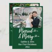 ニュー結婚したリウメリーェーズカスタムグリーンクリスマス シーズンカード (正面/裏面)