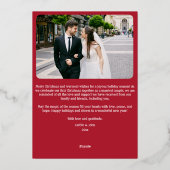 ニュー結婚したリメリーワード初めてのクリスマスレッド 箔シーズンカード (裏面)