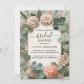 ニュー赤面ピーチミントモスサージグリーンブライダルシャワー 招待状 (正面)