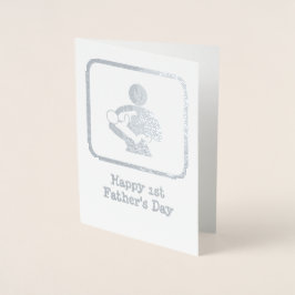 ニュー食べ物を与えダッドのベビー-カスタム文字と内部写真 箔カード