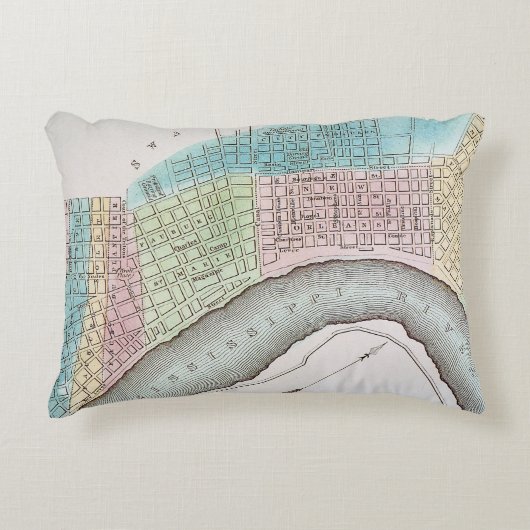 ニュー・オーリンズの地図1837年 アクセントクッション (正面)