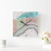 ニュー・オーリンズの地図1837年 スクエア壁時計 (ホーム)