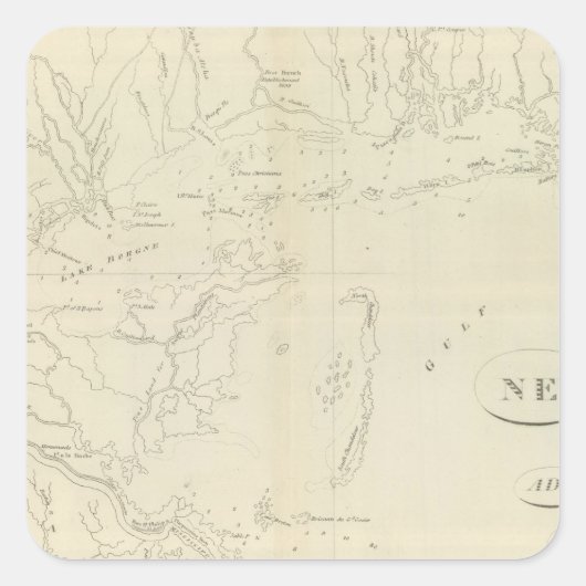 ニュー・オーリンズの地図 スクエアシール (正面)