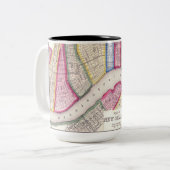 ニュー・オーリンズの歴史的な地図のマグ ツートーンマグカップ (正面左)
