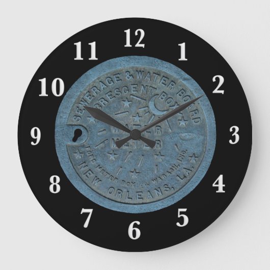 ニュー・オーリンズの水道メーターの白数 ラージ壁時計 (正面)