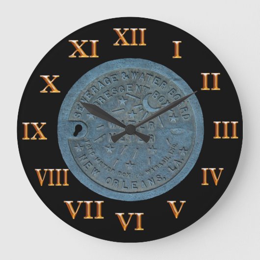 ニュー・オーリンズの水道メーターの金ゴールドのローマ数字 ラージ壁時計 (正面)