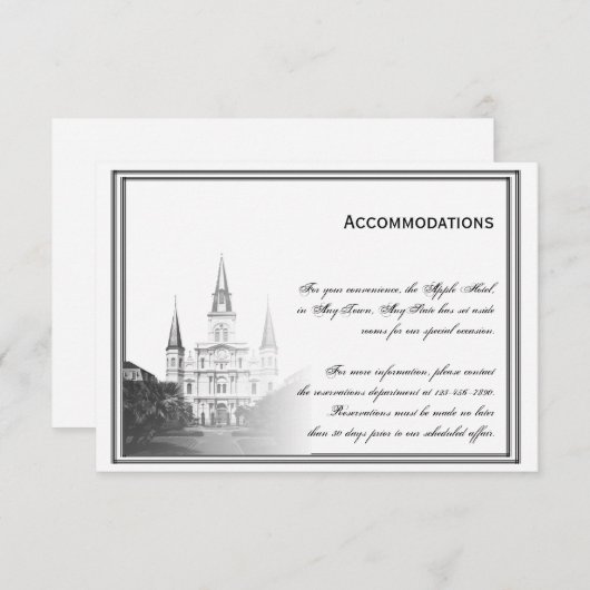 ニュー・オーリンズの行先の結婚式の調節 エンクロージャーカード (正面/裏面)