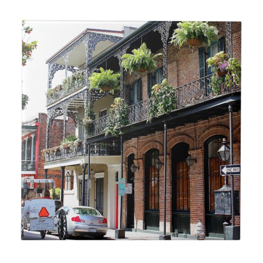 ニュー・オーリンズの通り場面 タイル (正面)