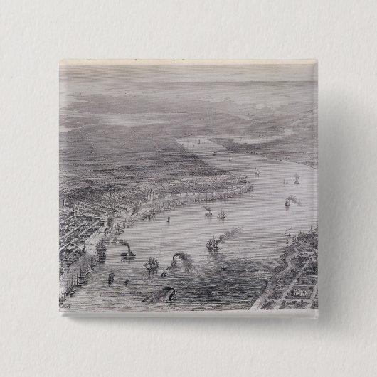 ニュー・オーリンズの鳥瞰的な眺め 缶バッジ (正面)