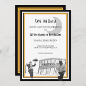 ニュー・オーリンズジャズ保存日付(黒及び金ゴールド) セーブザデート (正面/裏面)