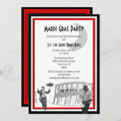 ニュー・オーリンズジャズ謝肉祭の赤 招待状 (正面/裏面)