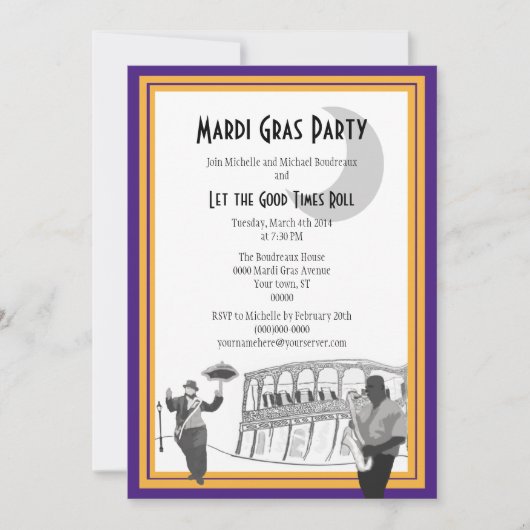 ニュー・オーリンズジャズ謝肉祭(紫色) 招待状 (正面)