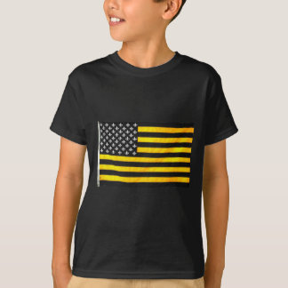 ニュー・オーリンズノラの黒および金ゴールドアメリカ米国の旗 Tシャツ