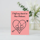 ニュー・オーリンズ愛ハート及び（紋章の）フラ・ダ・リ ポストカード (スタンド正面)