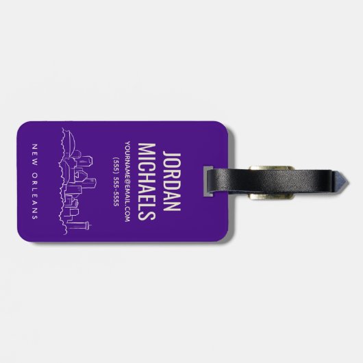 ニュー・オーリンズ都市スカイライン|はあなたの文字を加えます ラゲッジタグ (裏面横)