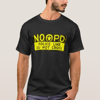 ニュー・オーリンズNOPDの警察の警戒線印-黒及び金ゴールド Tシャツ