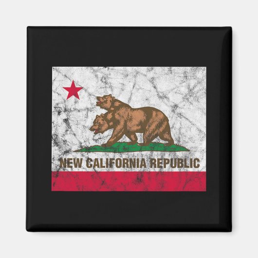 ニュー・カリフォルニア共和国 NCR州のディストressedフラグ マグネット (正面)