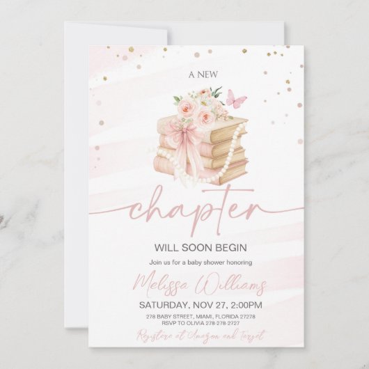 ニュー・チャプター ボウ ワイルドフラワーズ バタフライ ベイビー ショウエ 招待状 (正面)