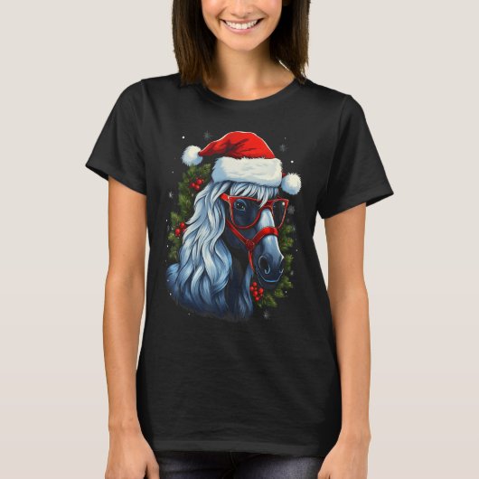 ニュー・フォレスト ニュークリスマス 馬 ギフト 面白い クリスマス ホー T Tシャツ (正面)