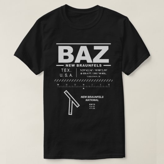 ニュー・ブラウンフェルス国立空港 BAZ USAA Tシャツ (デザイン正面)