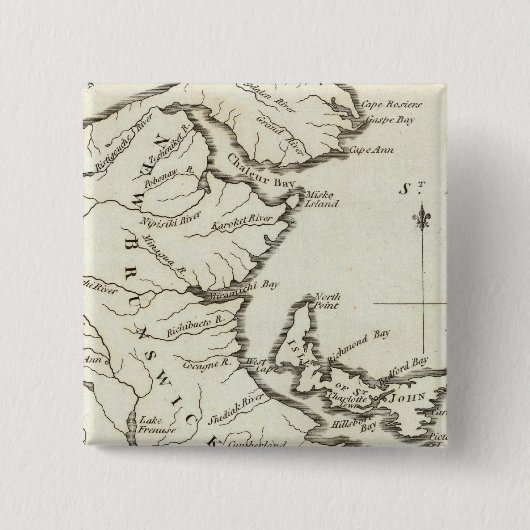 ニュー·ブルンズウィック·ノヴァスコシアの新地図 缶バッジ (正面)