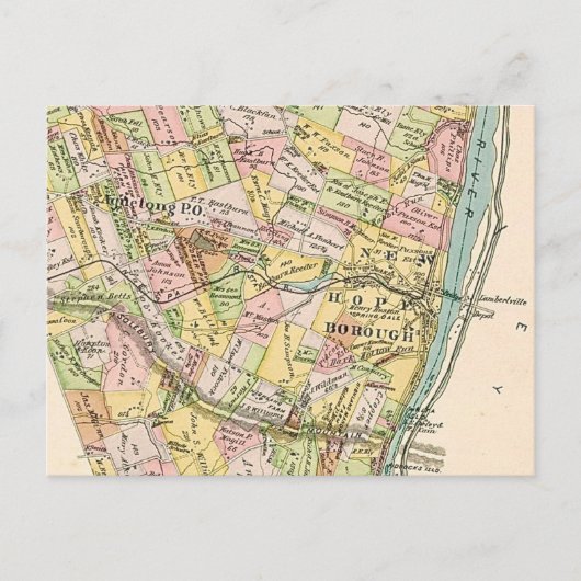 ニュー・ホープPA ヴィンテージ地図 ポストカード (正面)