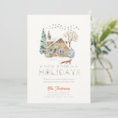 ニュー ホーム コージー ハウス フォックス クリスマス ホリデー カード (スタンド正面)