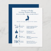 ニュー・ポート(RI)での結婚式週末の行程表 / タイムライン 付属 エンクロージャーカード (正面/裏面)