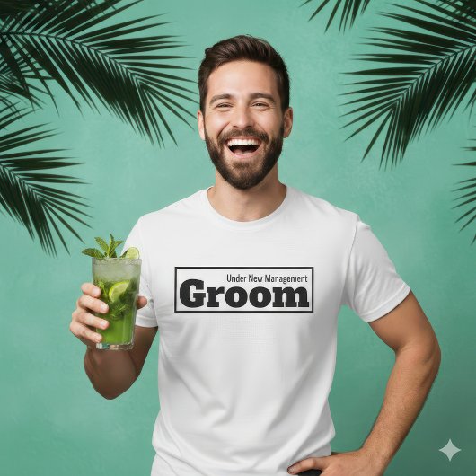 ニュー・マネジメントのもとでの愉快な新郎の結婚式 Tシャツ
