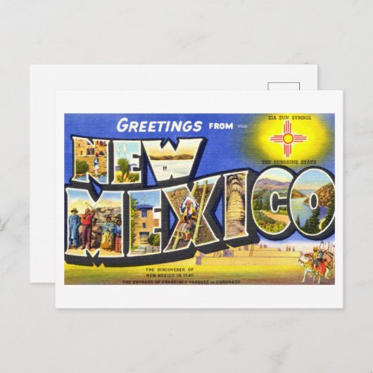 ニュー・メキシコからのヴィンテージ挨拶 ポストカード (正面/裏面)