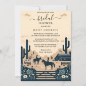 ニュー・ロデオ・レトロ・ホース・ラスティック・ウェスタン・ブライダル・シャワー 招待状 (正面)