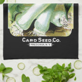 ニラネギの種の包みのラベル キッチンタオル (折り畳み)