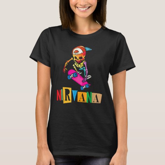 ニルヴァナスケートボードスケルトン Tシャツ (正面)