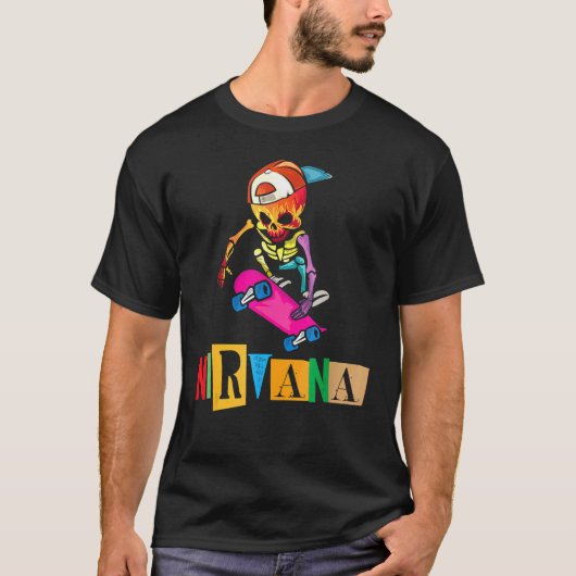 ニルヴァナスケートボードスケルトン Tシャツ (正面)