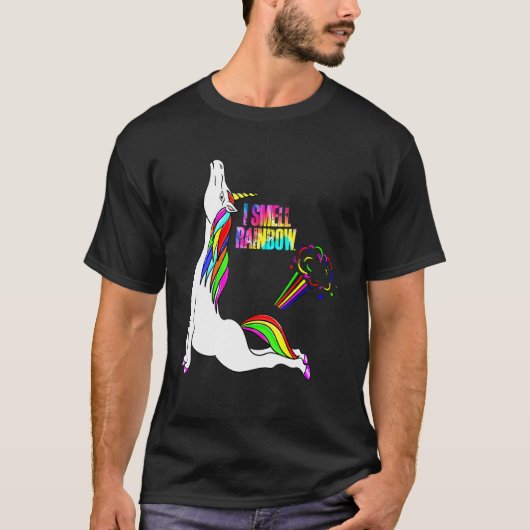 ニレインボーファーティングユニコーンの匂い – Rainbow Farts Tシャツ (正面)