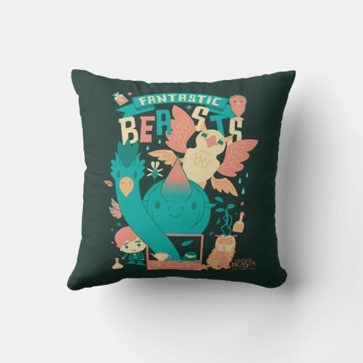 ニワトの詐欺師を描いた漫画のファンタスティックな動物たち クッション (裏面)