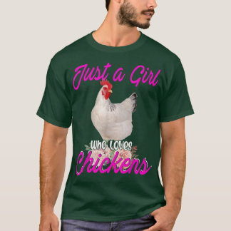 ニワトリが大好きな女の子だけのフローラの花 Tシャツ