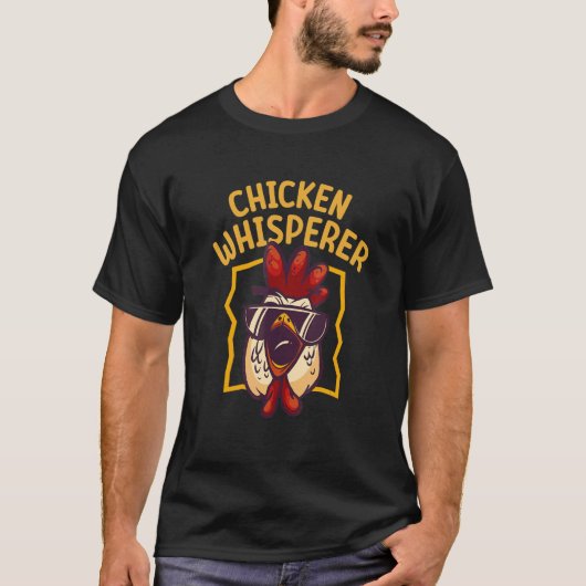 ニワトリささやき人 サングラスのおんどり Tシャツ (正面)