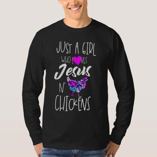 ニワトリとイエスを愛する女の子 Tシャツ (正面)