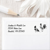 ニワトリとオンドリ |白黒住所 ラベル (インサイチュ)