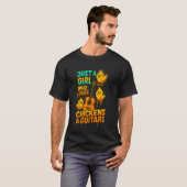 ニワトリとギターが好きな女の子 デザイン Tシャツ (正面フル)