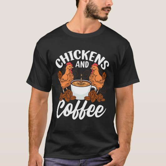 ニワトリとコーヒー コーヒー にわとり Tシャツ (正面)